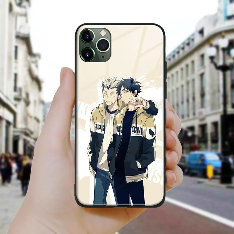 bokuto koutaro and Keiji Akaashi Silicone Glass Phone Case Cover Shell For iPhone SE 6 6s 7 8 Plus X XR XS 11 12 Mini Pro Max | Мобильные