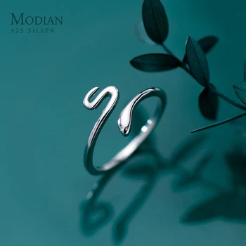 

Modian Hot Sale 925 Sterling Silver Lovely Snake Shape Open Adjustable Finger Ring for Women Simple Ring Fine Jewelry Girl Gift