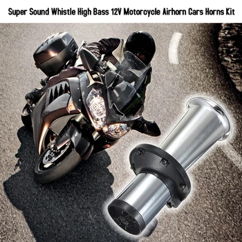 

Hot New 12V Car Horn Motorcycle Air horn Kit Car Trumpet Vehicle Single Tube Horn Super Sound Whistle High Bass Car Accessories