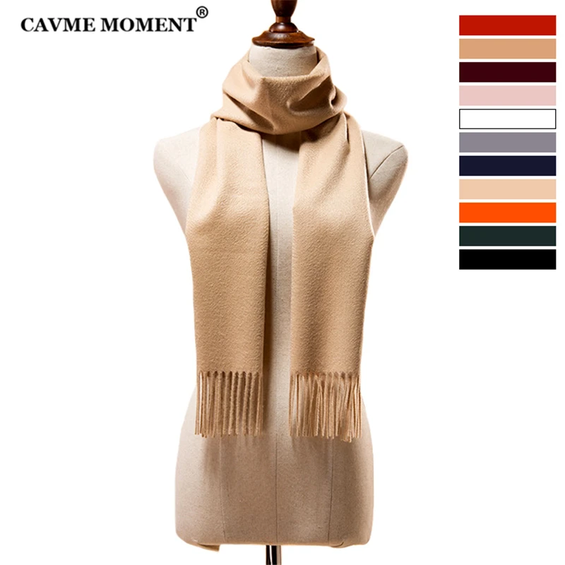 

CAVME CUSTOM Logo Pure Cashmere Scarf Unisex Basic Scaves Luxury Christmas Gift 100% Cashmere Wraps with Tassel 30*180cm