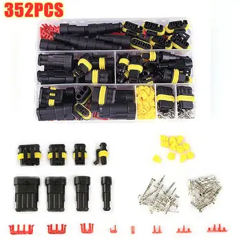 

352pcs DIY HID Waterproof Connectors 1/2/3/4 Pin 26 Sets Car Electrical Wire Connector Plug Truck Harness 300V 12A Wholesale