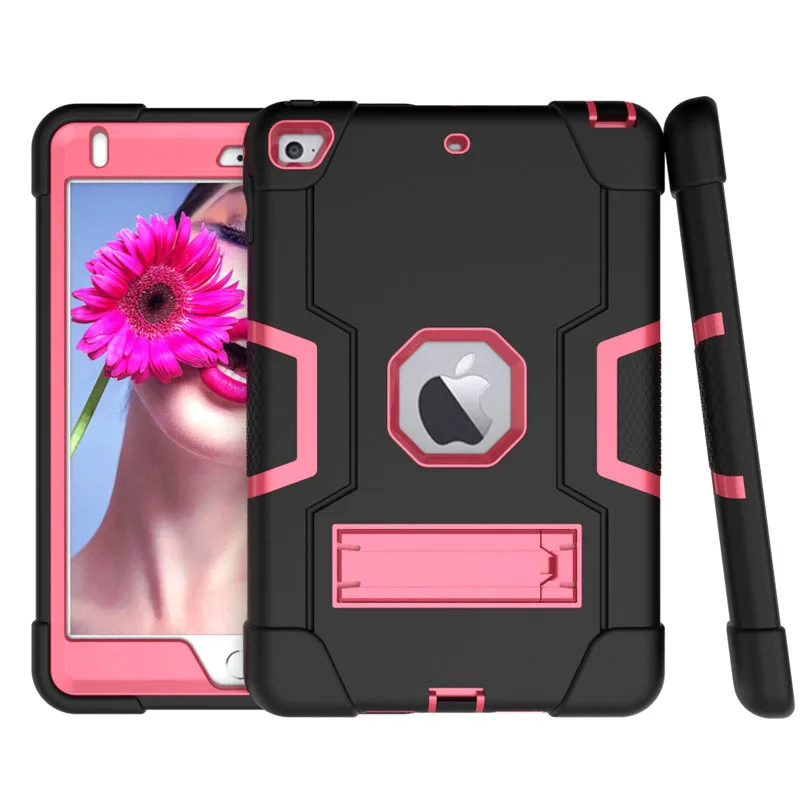 Rose Black Бронированный чехол для iPad 10,2 дюймов iPad7 сверхпрочный Силиконовый ТПУ+ PC жесткий противоударный чехол с подставкой+ защита для экрана IP71 - Цвет: Rose Black