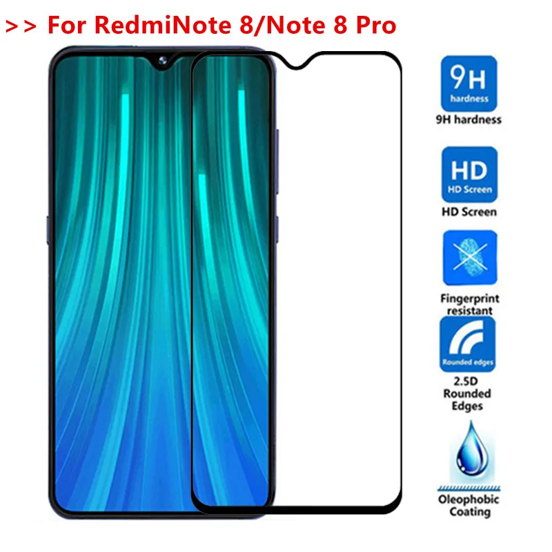

For Redmi note 8 tempered glass On Xiomi redminote 8 pro protective glass full cover redminote 8 note8 pro screen protector film