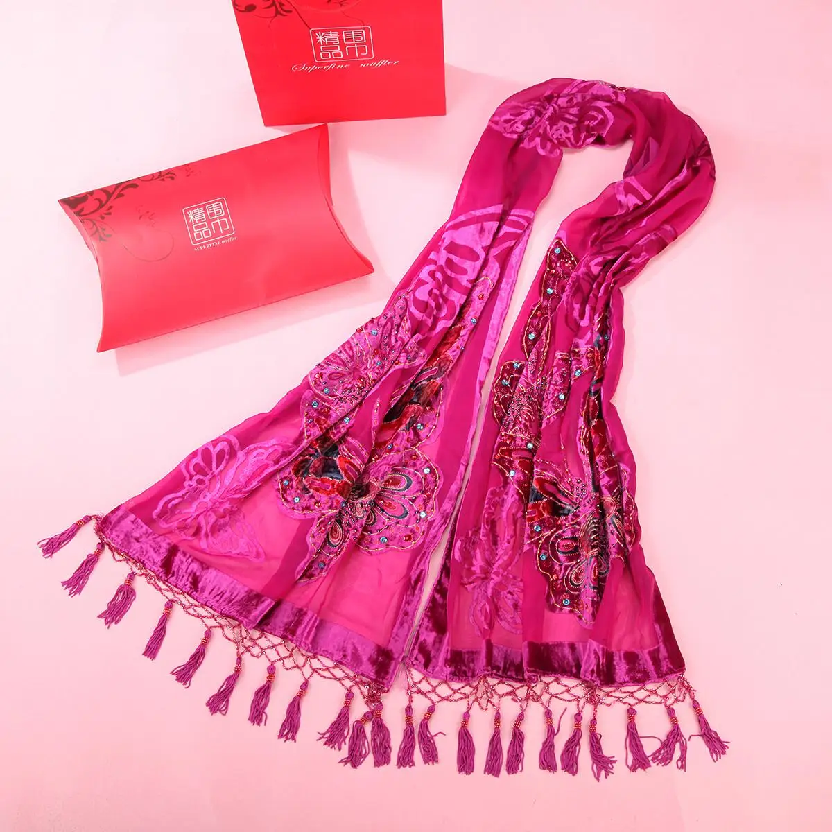 Кисточки Cachecol Feminino женские ярко-розовые шарфы жаккард искусственный кашемир мусульманский хиджаб длинная сетка Новое поступление Mujer Bufanda - Цвет: Hot Pink A