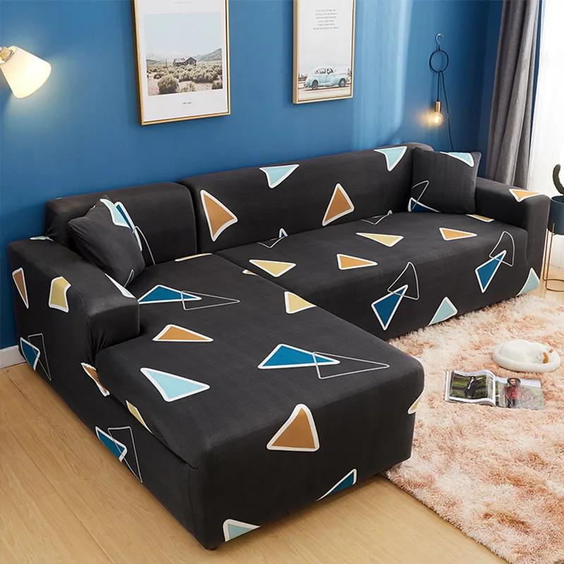L Shape Spandex Sofa Covers for Living Room Universal Elastic Sectional Slipcover 1/2/3/4 seater Stretch Corner Couch Cover - Цвет: E