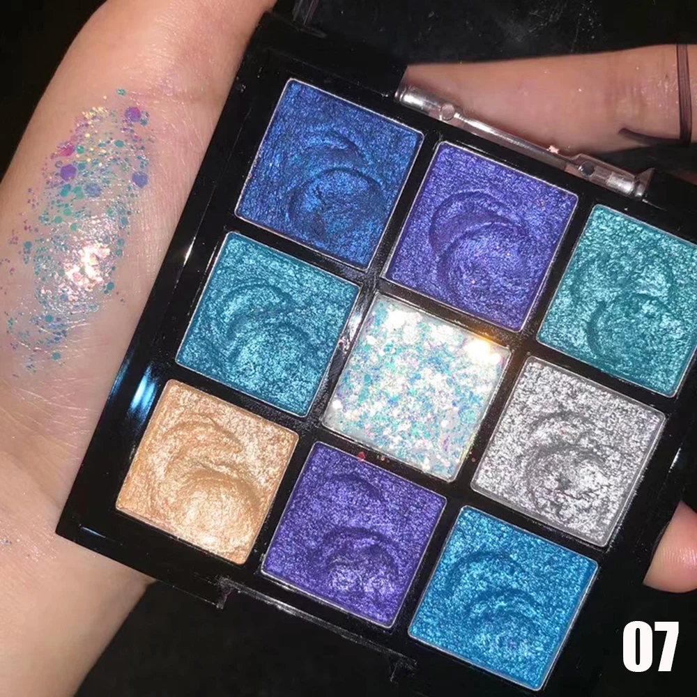 07 9 цветов блеск теней для век пластины мерцающие блестки палитра теней для век изюминка металлик пигмент женщина Красота Макияж Косметика - Цвет: 07