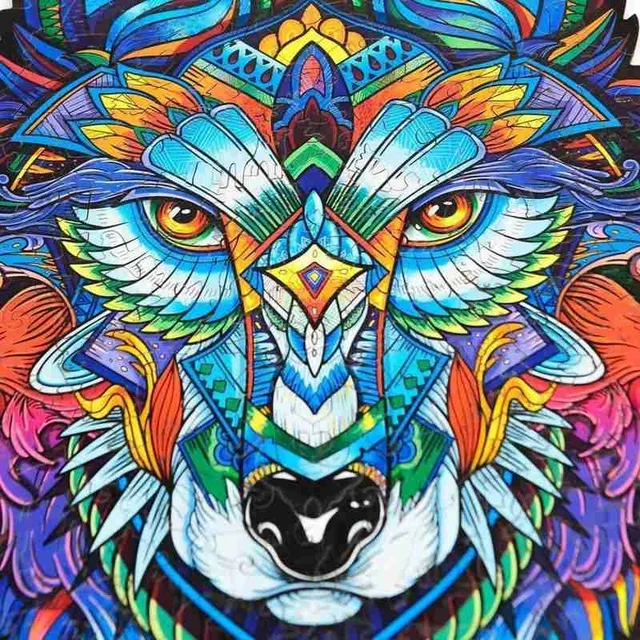 Wolf  Shape DIY Wooden Puzzle For Adults Children Wooden Puzzles Animal Gift Wooden Jigsaw Puzzle for Kids Toys 3