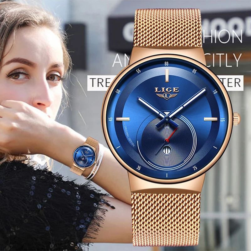 LIGE New Women Fashion Watch Creative Lady Casual Watches Stainless Steel  Mesh Band Stylish Desgin Luxury Quartz Watch For Women|Women's Watches| -  AliExpress