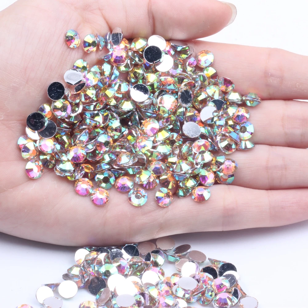 

Resin Rhinestones Champagne AB 2mm-6mm Round Flatback Non Hotfix For Nails Art Decoration DIY Craft Wedding Dress