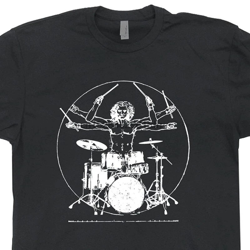 T-shirt batterista Da Vinci Drum T-Shirt Drum Gift Maglietta 