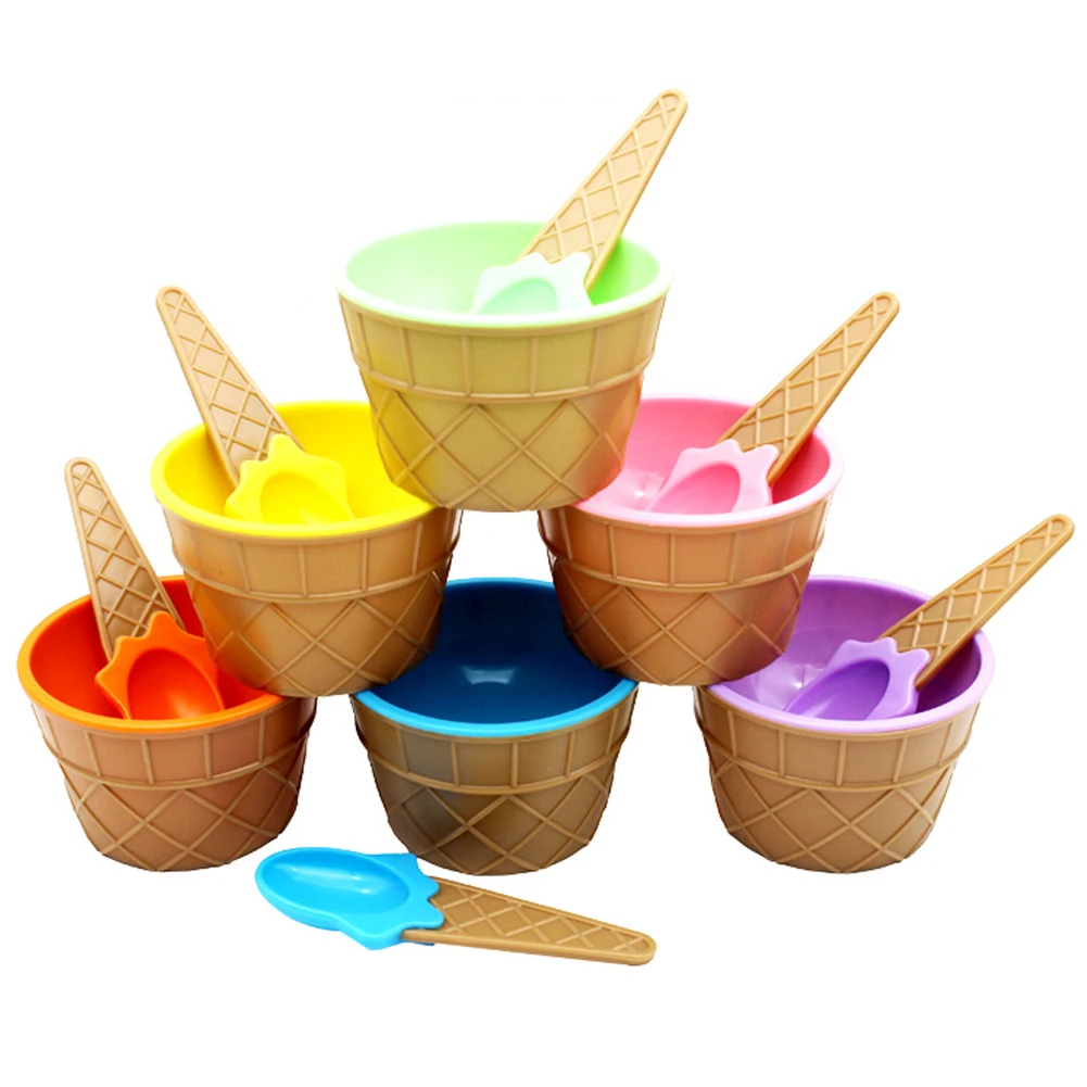 1pc reusable Durable Dessert Tools ice cream bowl with a spoon a wonderful gift Kids