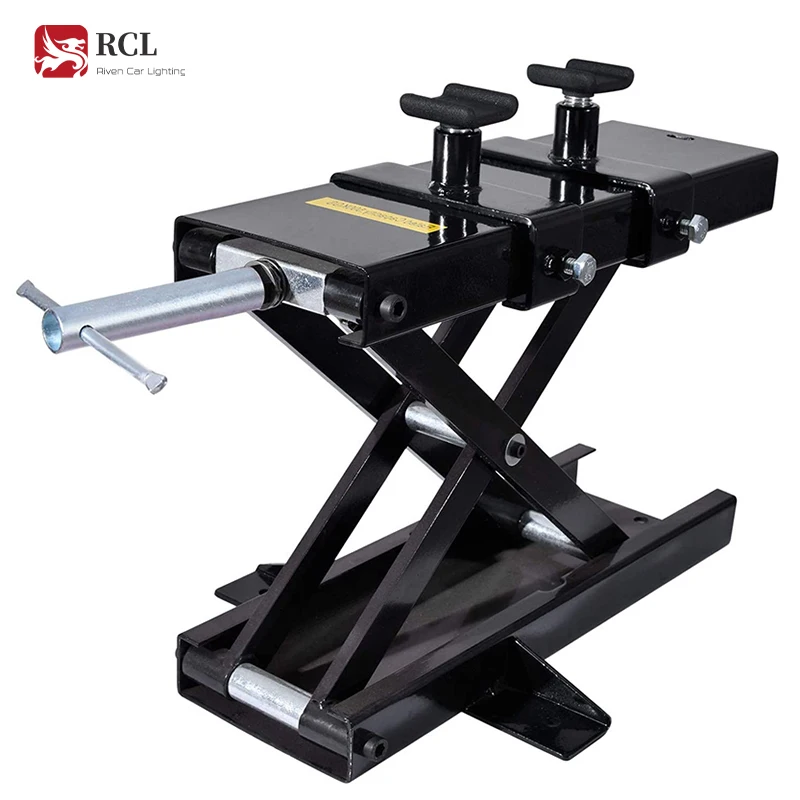 1100 Lbs Steel Motorcycle Scissor Lift Jack Black Hoist Stand Bikes