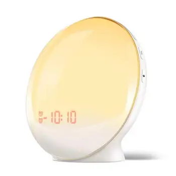 

Smart Wake up Light Digital Alarm Clock LED Sunrise Sunset FM Radio Colorful Lamp With Clock Children's night light For Home