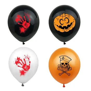 

100PCs 12In Multi Latex BalloonHalloween Halloween Latex Balloon Bat Pumpkin Ghost Face Blood Handprint Witch Party Deco