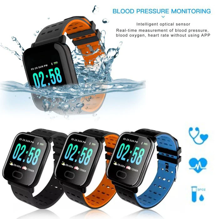 

Sport Smart Watch Heart Rate Monitor Fitness Tracker Sleep Monitor Bluetooth Waterproof Sport Watch Band for IOS Android GiftsA6