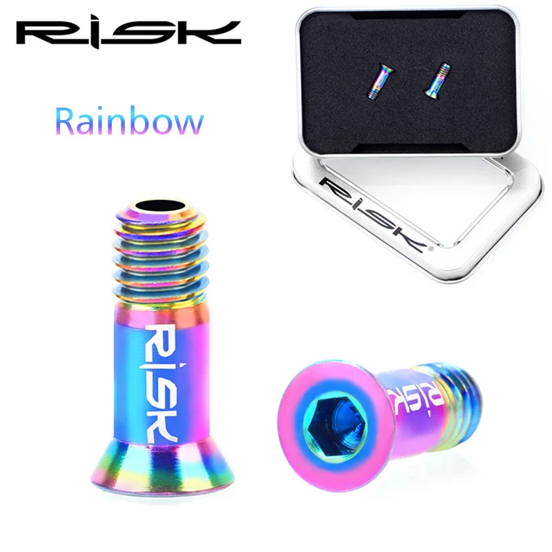 2 шт. Risk титановый сплав M5* 14,2 мм велосипедные болты для велосипеда полые супер легкие MTB Задняя деталь велосипеда переключатель Jockey шкив винты - Цвет: Rainbow