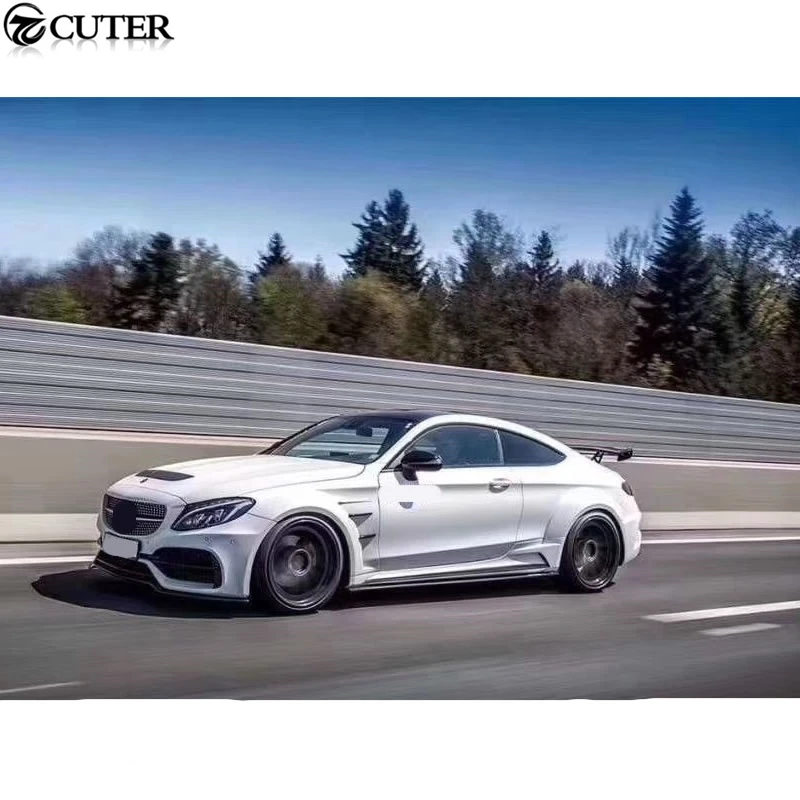 W205 C63 PD стиль широкий автомобильный комплект кузова из углеродного волокна PP передний бампер задний бампер крыло боковые юбки для Benz W205 C63 AMG 14-18