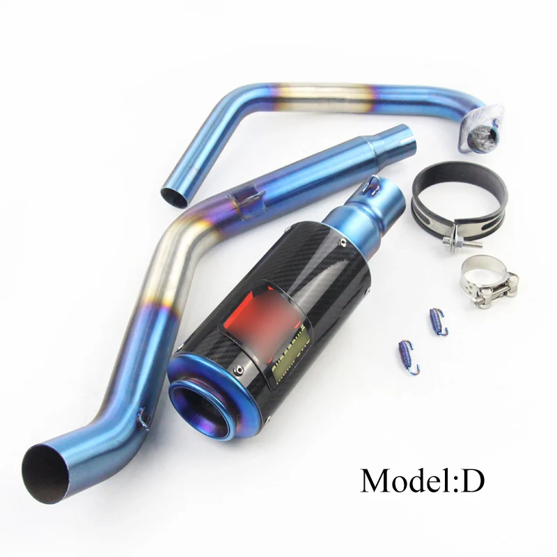 Для CB190 CB190R CBF190R мотоцикл Выхлопная Модифицированная выхлопная труба из нержавеющей стали 51 мм передняя Соединительная труба и выхлопная труба - Цвет: D