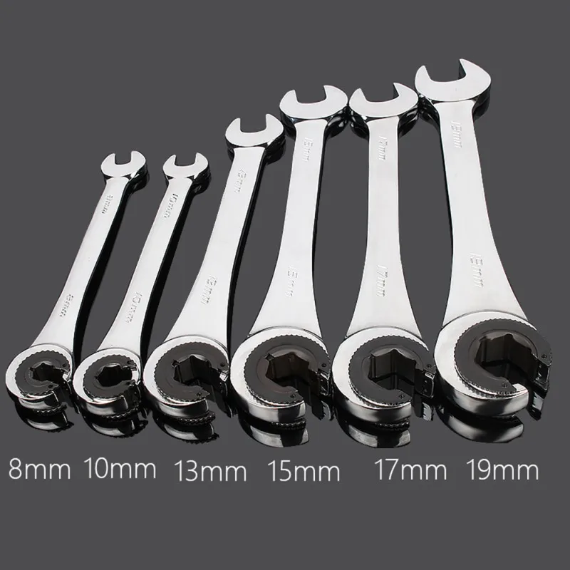 

8-19mm Tubing Ratchet Wrench Spanner Combination Wrench Flex-head Metric Oil Flexible Open End Wrenches Tools