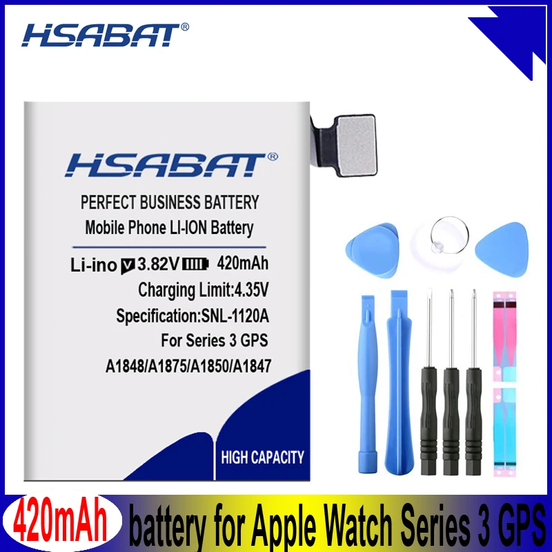 Аккумулятор HSABAT 0 Cycle 320/420mAh для Apple Watch Series 3 gps/LTE 38 мм/42 мм A1847 A1875 A1848 A1850 A1858 A1859 |
