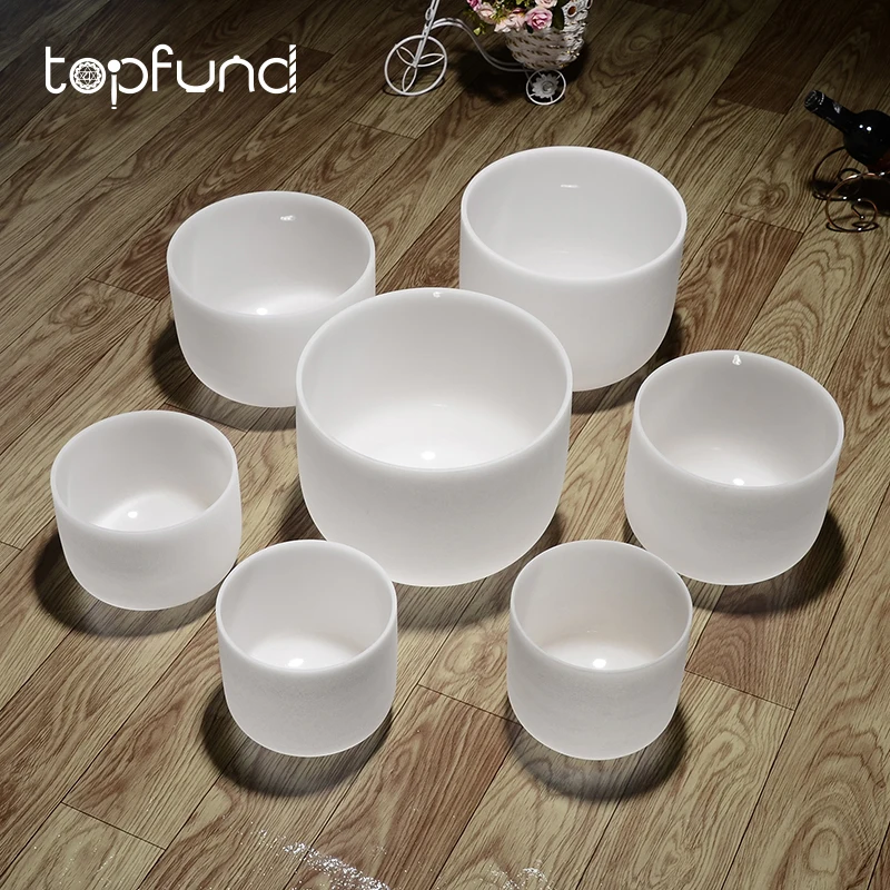 TOPFUND Chakra Tuned Набор из 7 шт. "-12" Матовый Кварцевый Поющий мисок чехол для переноски в комплекте