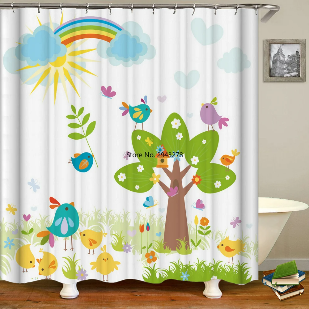 Children 3d Bathroom Curtains Cartoon lovely Shower Curtains Printed