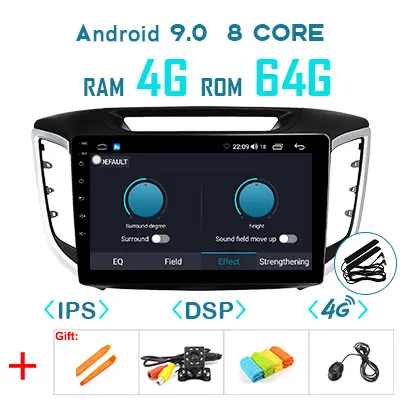 10," 1280*720 P ips Android 9,0 4G 64G Carplay Автомобильный gps радио для hyundai Creta IX25- навигационный экран без DVD головное устройство - Цвет: 9.0 4G 64G DSP