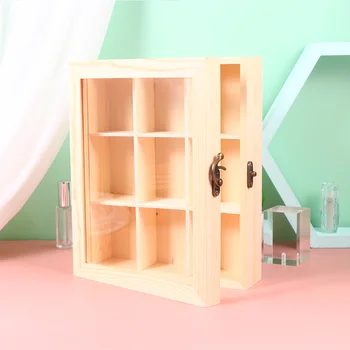 

1pc Wooden Multifunctional Storage Box Big Wooden Desktop Organizer DIY Handmade Glass Cover Jewelry Box Display Stand