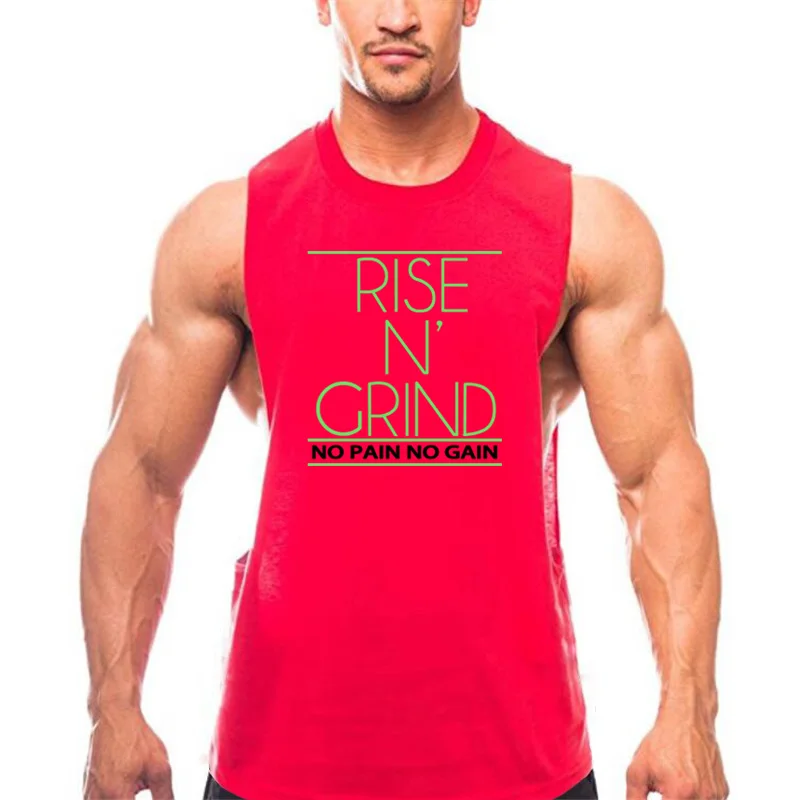 Muscleguys летняя брендовая мужская майка на бретелях бодибилдинг и одежда для фитнеса с низким вырезом сбоку с отверстиями на рукавах Спортивная майка из хлопка - Цвет: red100