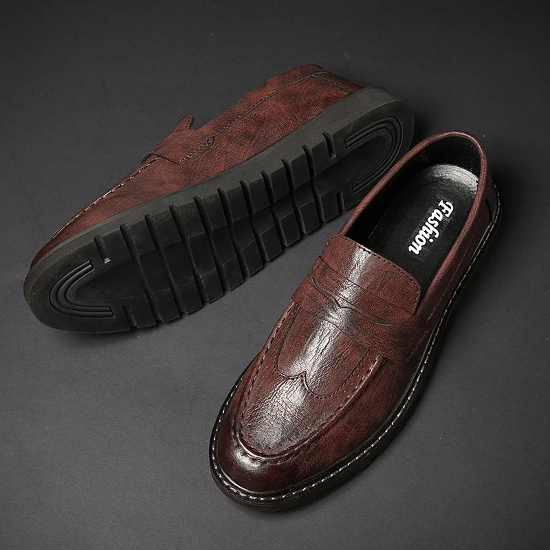 spring and autumn British style leather casual shoes men's shoes casual lightweight simple classic fashion business shoes