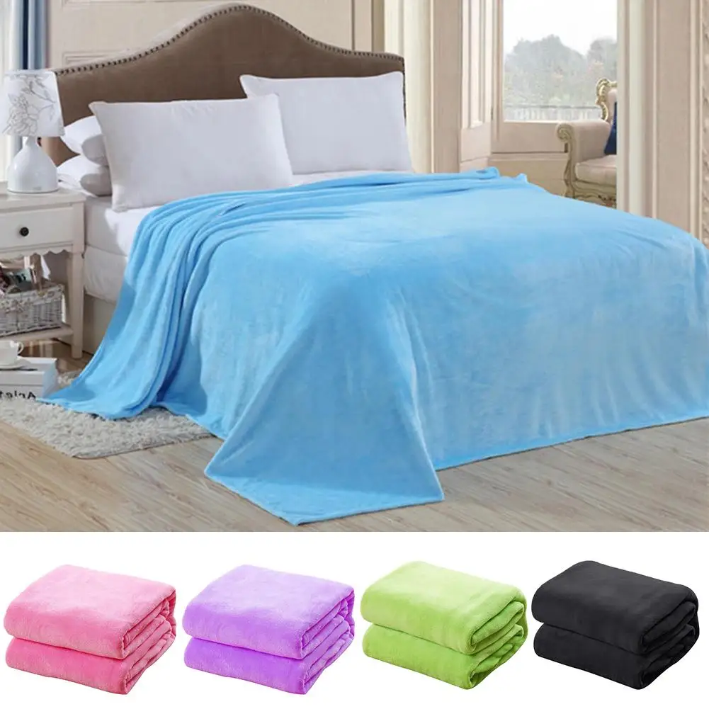 

100*70cm Comfortable Super Soft Warm Solid Warm Micro Plush Fleece Blanket Throw Rug Sofa Bedding Home Accessories