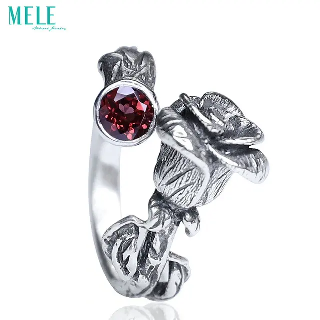 US $67.32 Natural Chinese Classical style silver jewelry Garnet retro women Adjustable