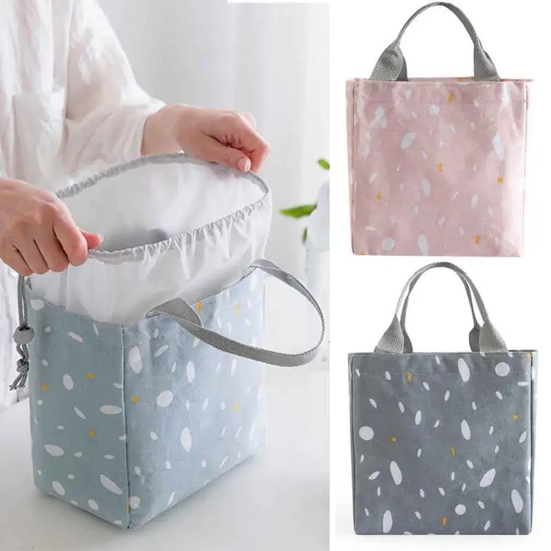 Еда хранения Bento Box Drawstring Рабочая уличная сумка для ланча Tote Путешествия пикника портативный Печатный изолированный охладитель взрослых студентов