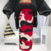 Осенняя и зимняя новая камуфляжная трикотажная юбка с высокой талией, женские Модные Узкие прямые юбки длиной до щиколотки