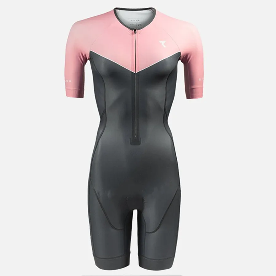 

RYZON Pro Team Triathlon Suit Women's Short Sleeve Cycling Jersey Skinsuit Jumpsuit Maillot Cycling Ropa ciclismo set skinsuit