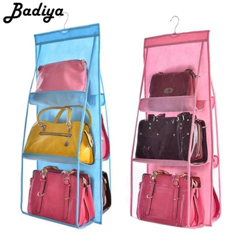 

6 Pocket Hanging Bag Organizer Wardrobe Transparent Storage Bag for Handbag Closet Shoes Organizer Door Wall Clear Sundry Pouch