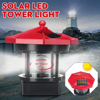 

LED Solar Lamps Resin Lighthouse Romantic Mediterranean Style Statue Rotating Lighthouse Outdoor Garden Yard Lighting Decor