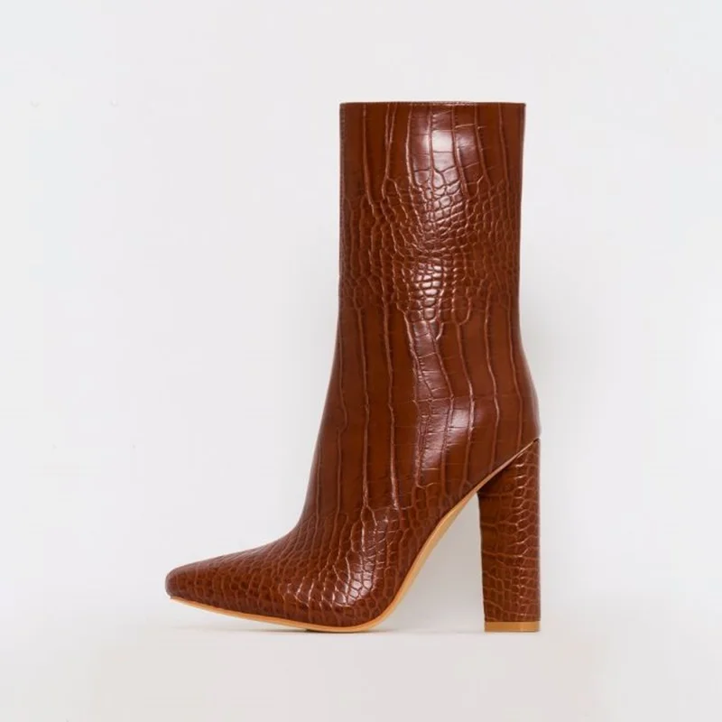 croc heeled ankle boots