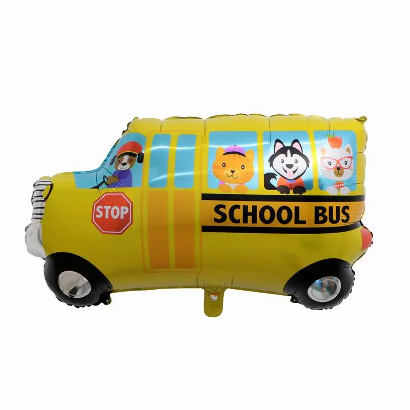 DIY мультфильм автомобильные воздушные шары пожарная машина поезд фольги воздушный шар скорой помощи Globos детские подарки на день рождения украшения Детские шары - Цвет: school bus