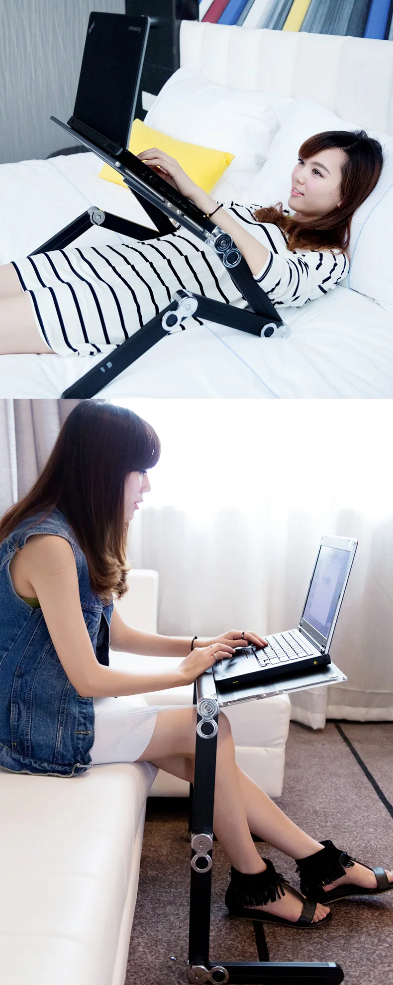 5%New European Easy To Pull Flat Tablet Laptop Stand Bed With Lazy Table Folding Lift Desk Multi-function Computer Desk