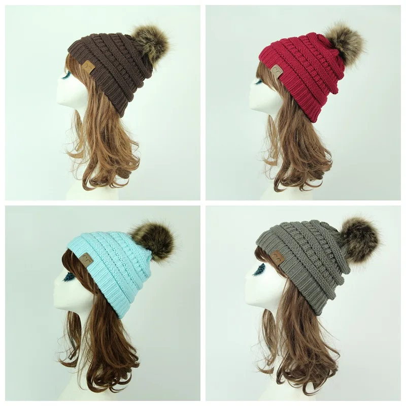 Зимняя Брендовая женская меховая шапка с помпонами, зимняя женская шапка, шапка для девочек, вязаные шапки, шапка, шапка, толстая женская шапка, шапки