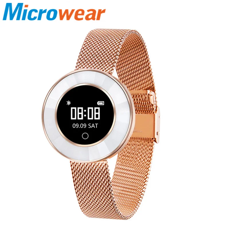 

Gold Milanese Smart Bracelet Women Health Smart wristband Heart Rate Monitor Blood Pressure Sleep Monitor IP68 Wterproof VS M8