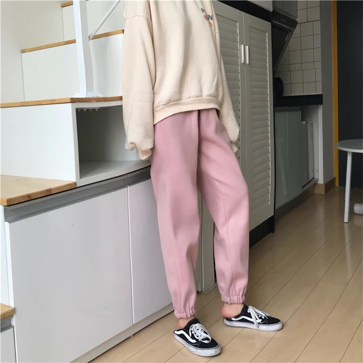 Colorfaith New Autumn Winter Women Pant Joggers High Waist Elastic Waist Minimalist Ankle-Length Sweatpants Trousers P2156