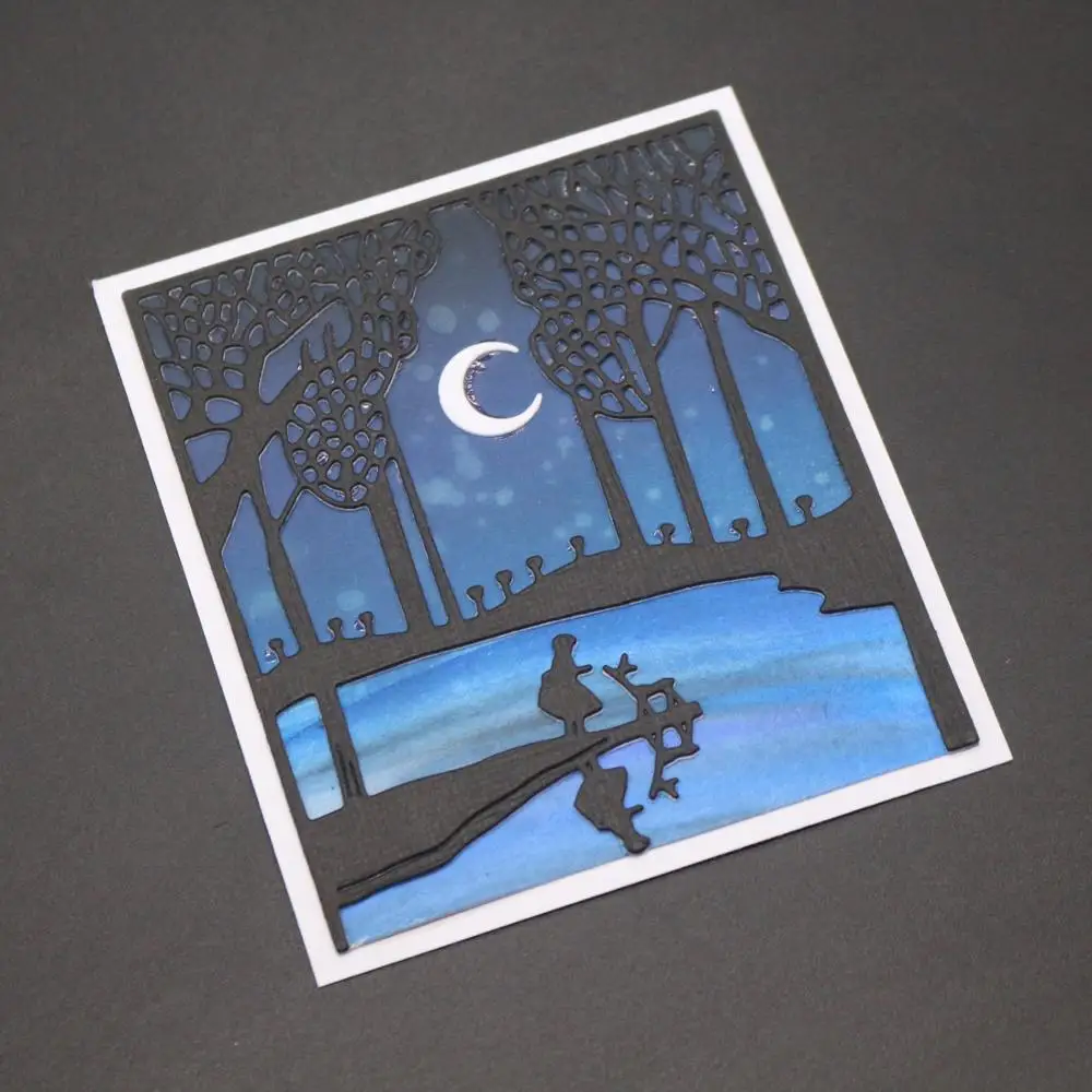 

AZSG Scenery under the night Cutting Dies for DIY Scrapbooking dies Decoretive Embossing Stencial DIY Decoative Card die cutter