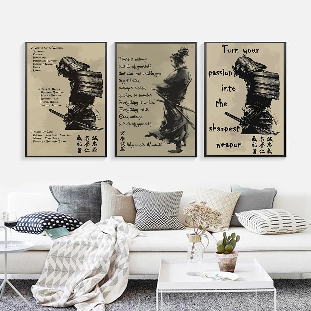 Japanese Artwork Samurai Quote Canvas Painting Japan Prints Pictures Anime Modular Nordic Poster For Living Room Home Decoration Japanese Artwork Samurai Quote Canvas Painting Japan Prints Pictures Anime Modular Nordic Poster For Living Room Home Decoration