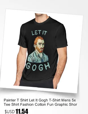 Футболка для художника Let It Gogh, Мужская футболка 5x, Модная хлопковая забавная футболка с графическим рисунком и коротким рукавом