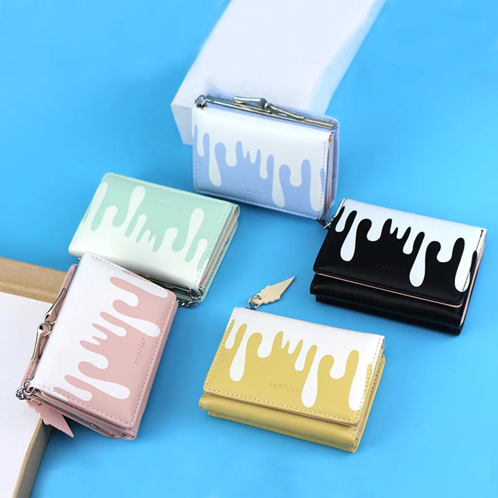 

New Buckle Milk Small Fresh Coin Purse Trend Multi-Card Clip Wallet Candy Color Short Simple Handbag For women женские кошельки