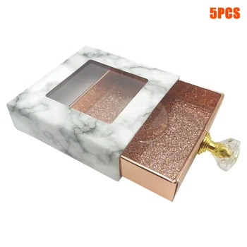 

5pcs Protection Crystal Handle Reusable False Eyelashes Packaging Box Makeup Empty Dustproof Storage Glitter Case Travel Paper