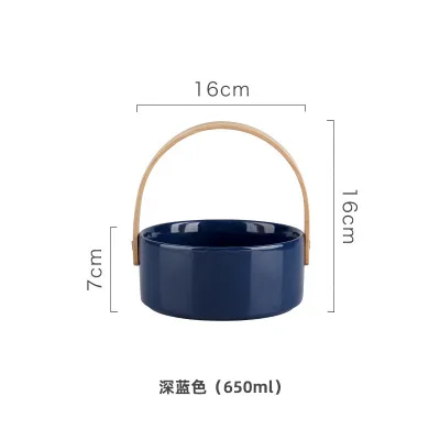 Blue No gold Золотой обод креативная керамическая чаша для фруктов Бытовая фарфоровая сухая Фруктовая корзина конфеты десерт контейнер для закуски деревянный шкаф ручка - Цвет: Blue No gold