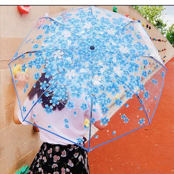 

Fashion transparent umbrella girls umbrellas woman umbrella three folding kids umbrella